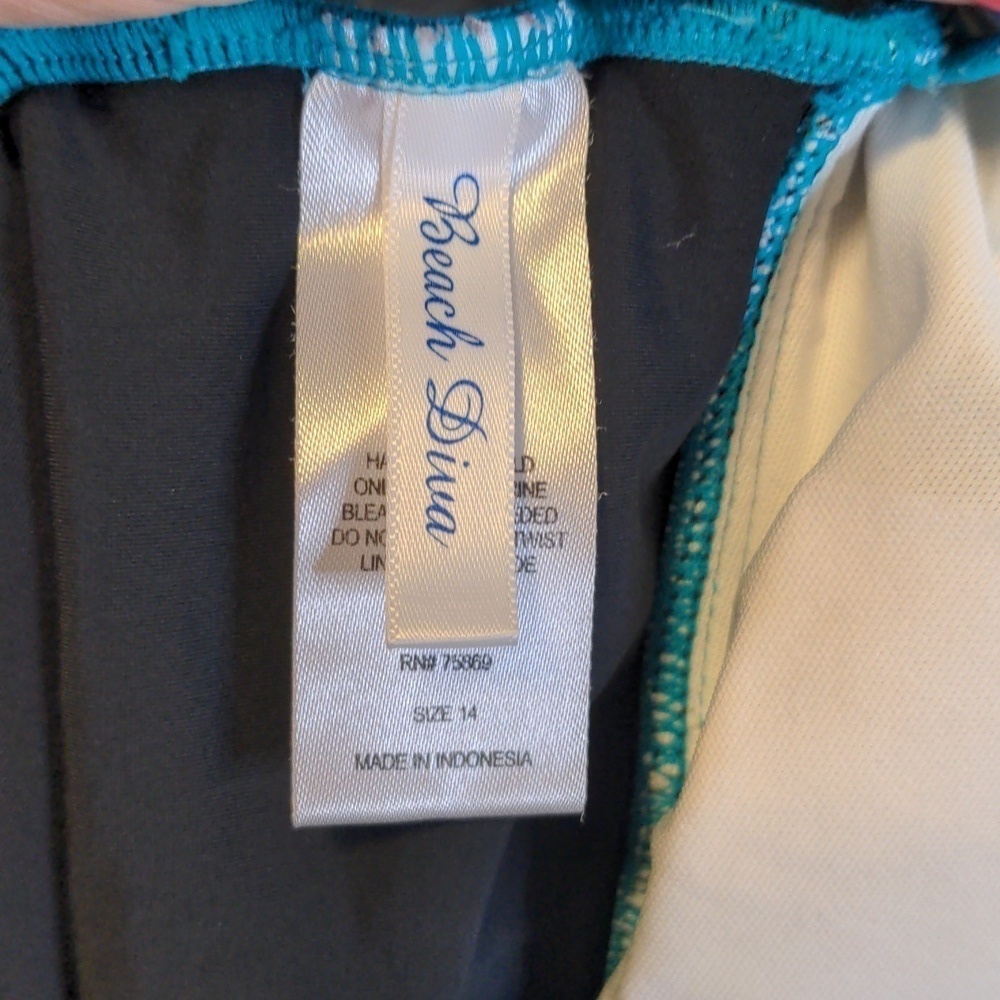 BEACH DIVA ECHO BEACH ITALIAN TILE TURQUOISE 2 piece TANKINI - Picture 11 of 16